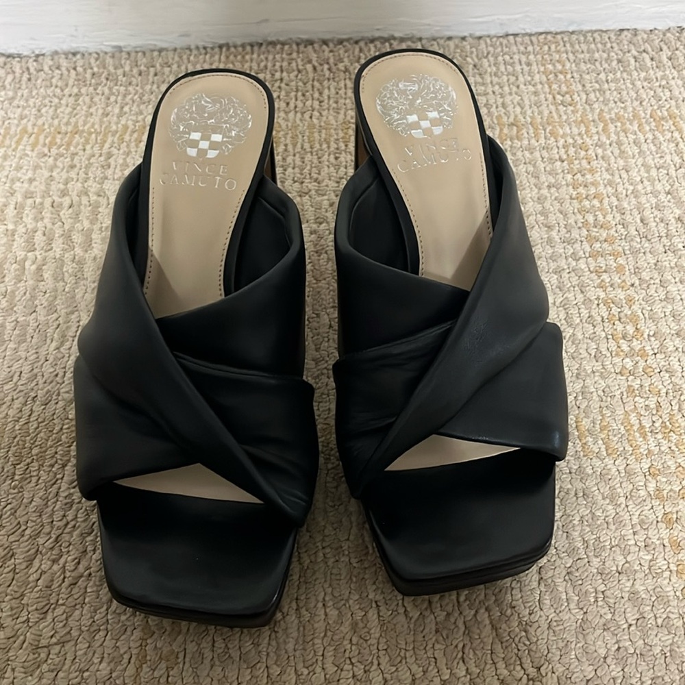 Vince Camuto Black Criss-Cross Mules
